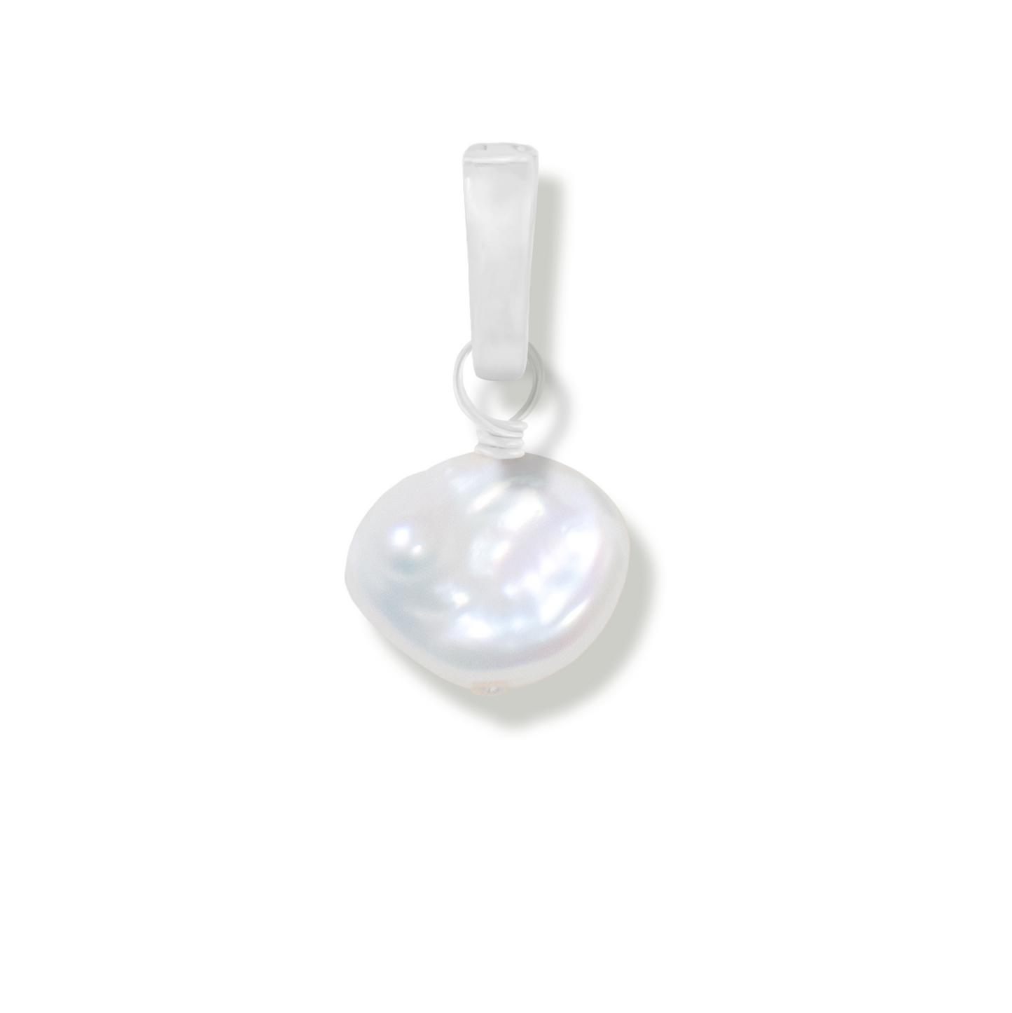Keishi pearl charm on a white background.