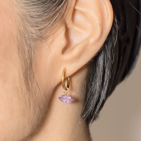 Brazilian Pink Amethyst Marquise Cut 14K Gold-Filled Hoop Earrings