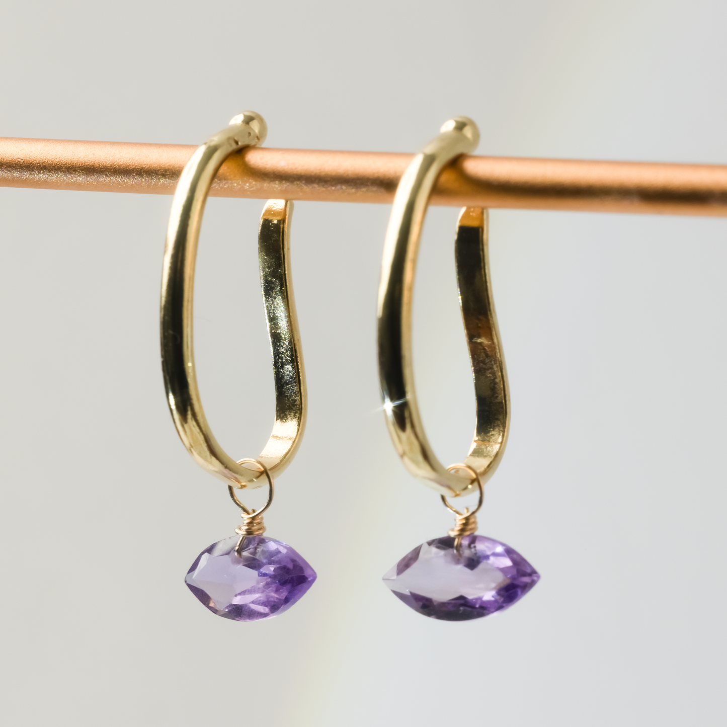 Brazilian Pink Amethyst Marquise Cut 14K Goldfilled Ear Cuffs