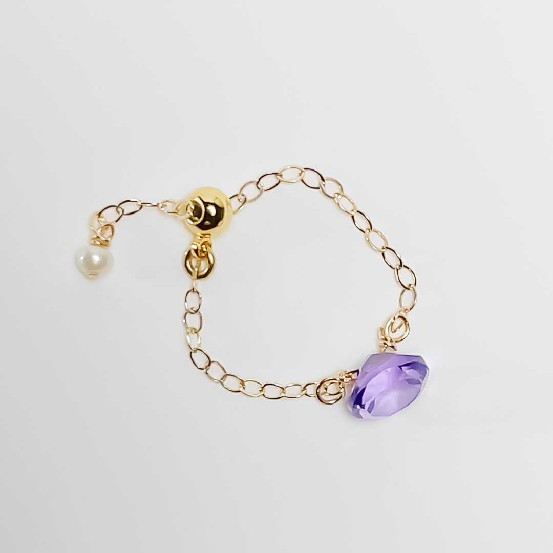 Amethyst Round Cut Floating Gem Ring