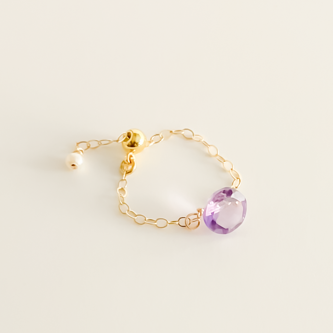 Amethyst Round Cut Floating Gem Ring