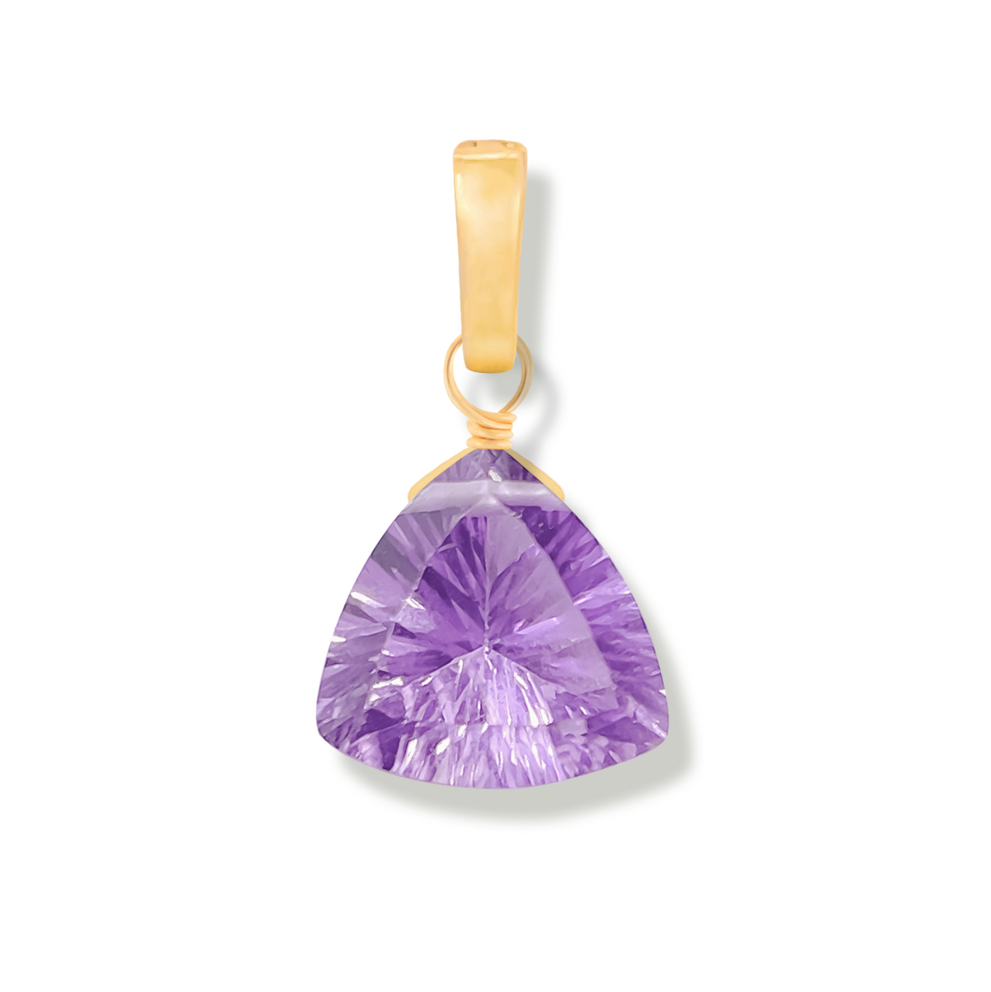 brazilian pink amethyst gemstone pendant charm on a white background