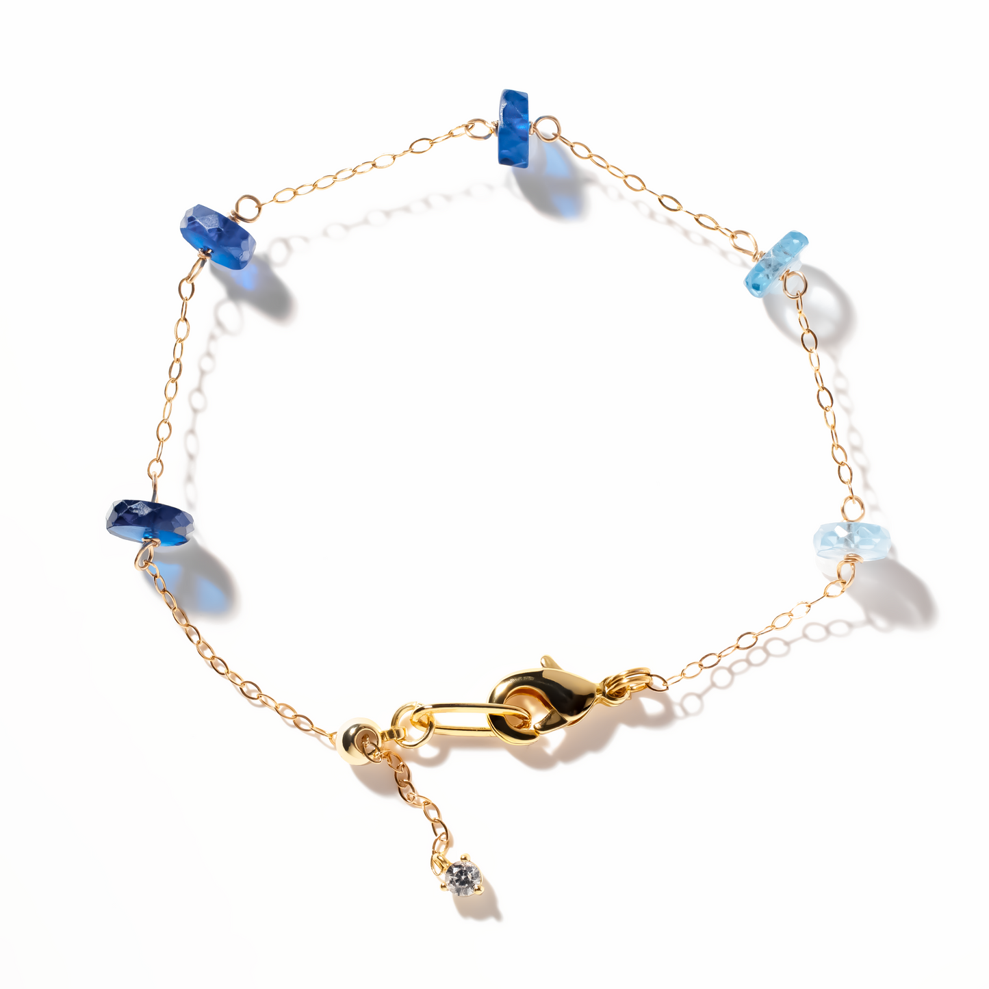 Blue Sapphire 5 Station 14K Goldfilled Bracelet