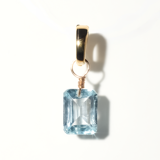 Blue Topaz Emerald Cut 14K Gold-Filled Duet Charm