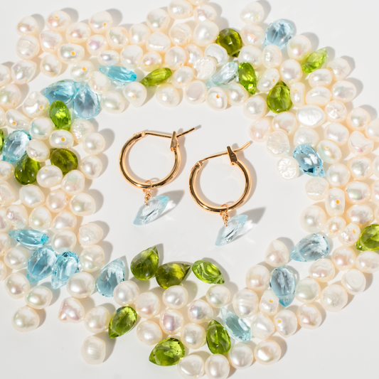 Blue Topaz Marquise Cut 14K Gold-Filled Hoop Earrings