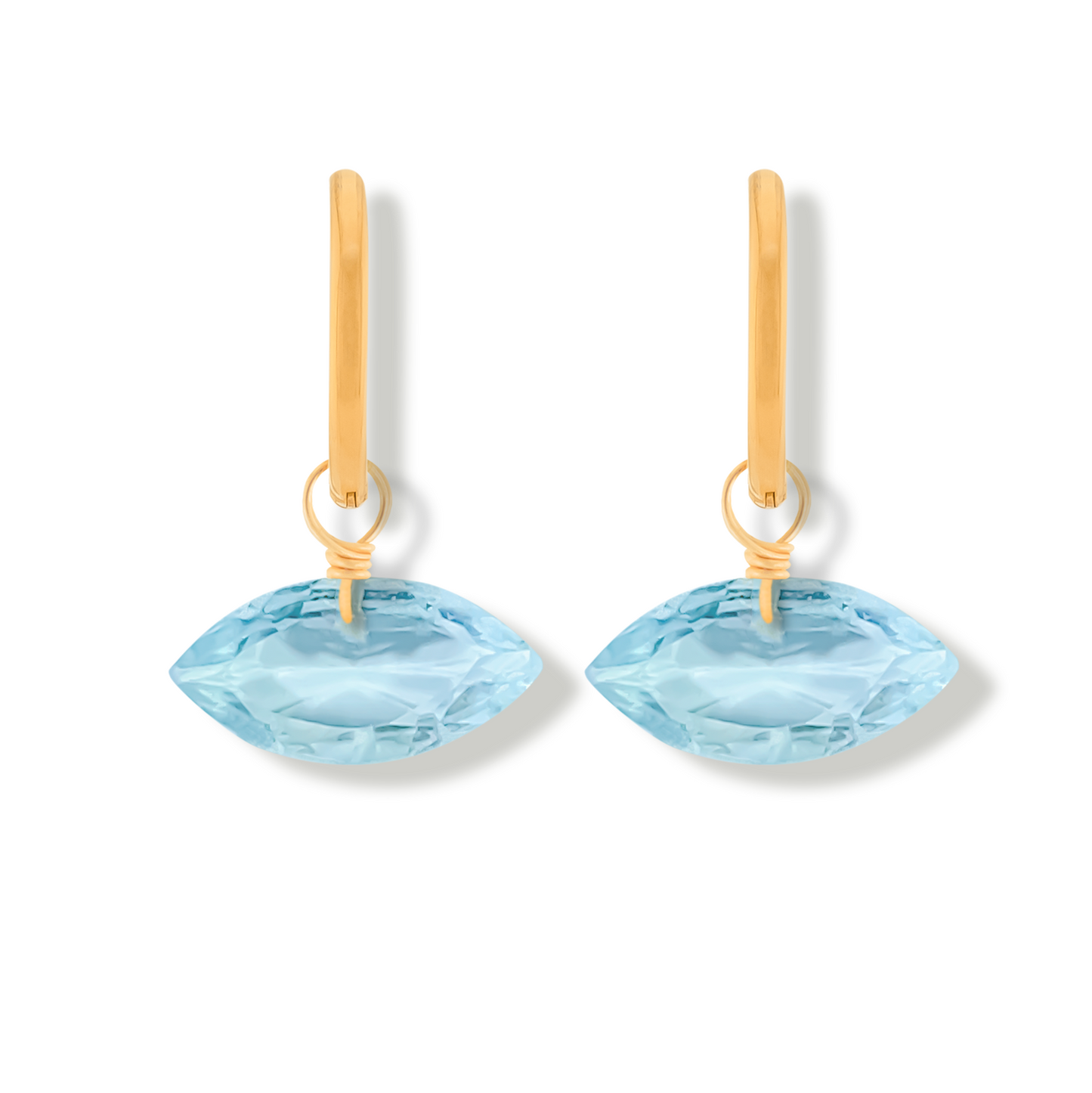 Blue Topaz Marquise Cut 14K Gold-Filled Hoop Earrings