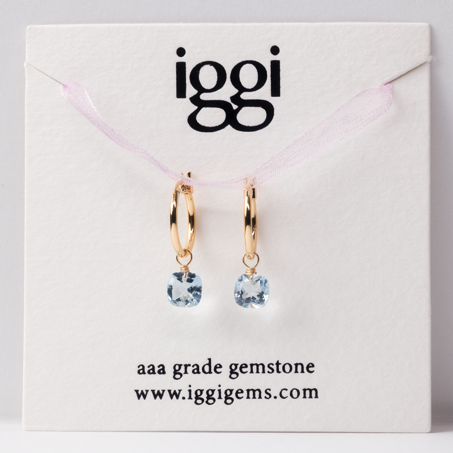 Blue Topaz Square Cut 14K Goldfilled Hoop Earrings