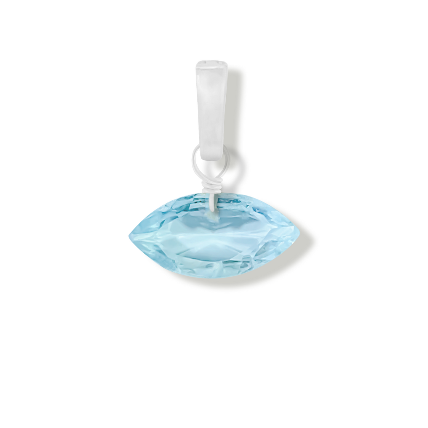 Blue Topaz Marquise Cut Sterling Silver-Filled Duet Charm