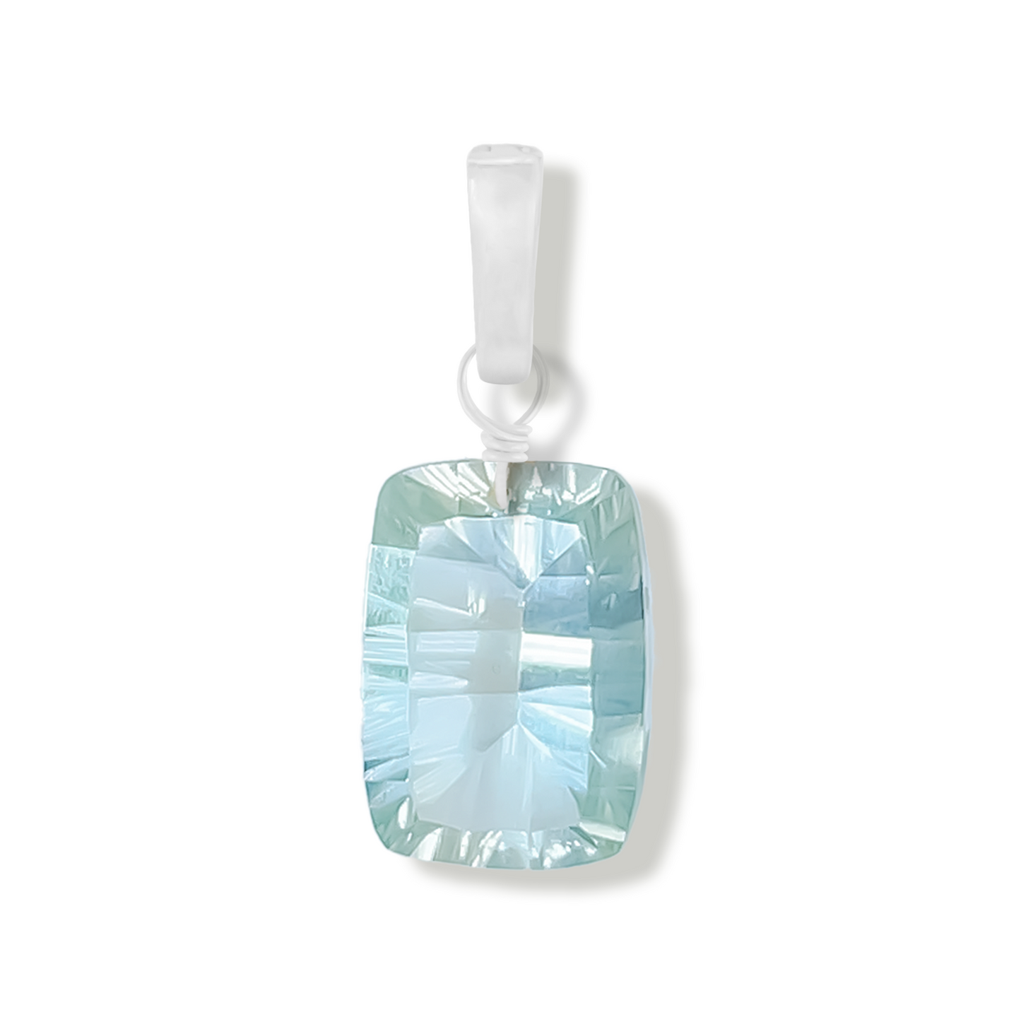 Green Amethyst Rectangle Cut Sterling Silver-Filled Duet Charm