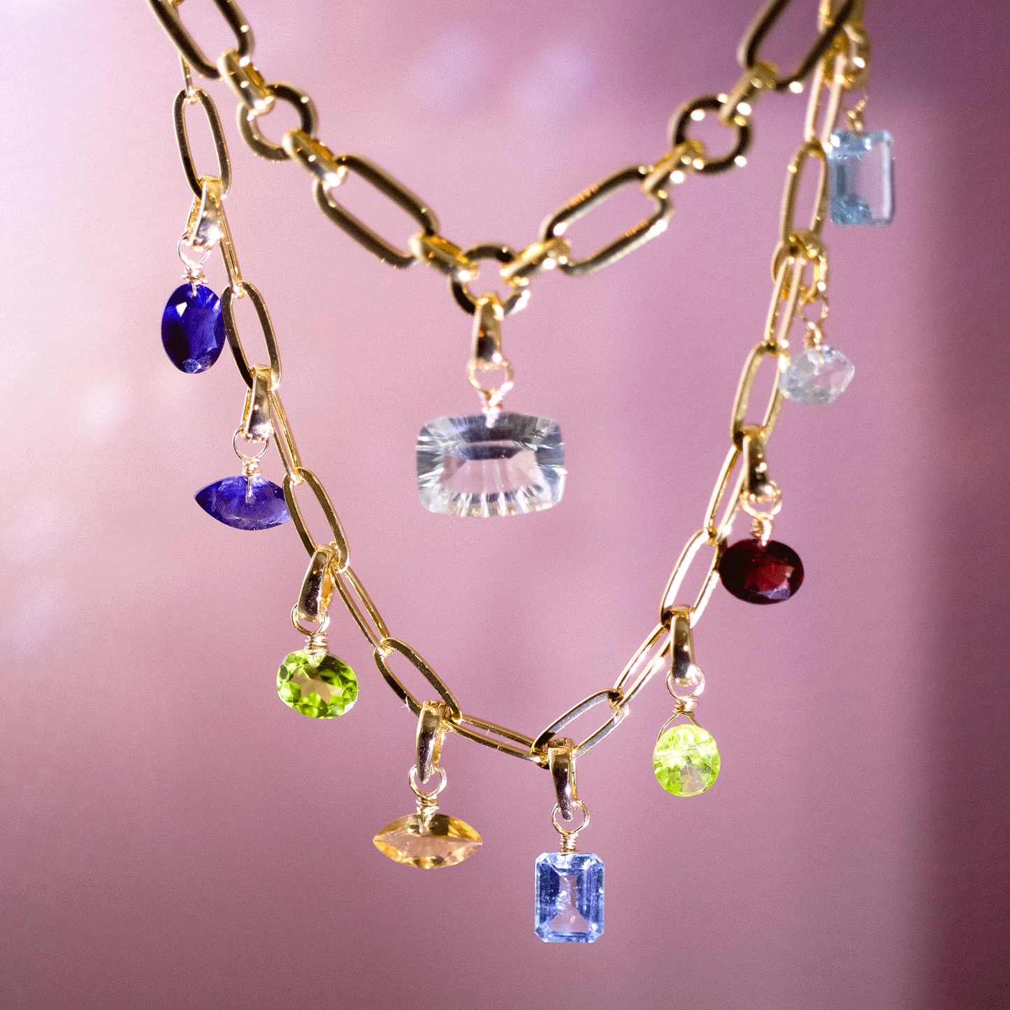 Smoky Quartz Pear Cut 14K Gold-Filled Duet Charm