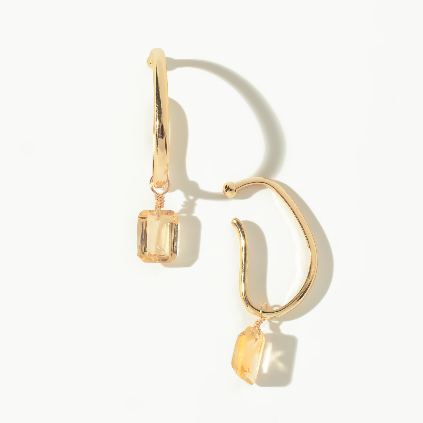 Citrine Emerald Cut 14K Gold Ear Cuffs