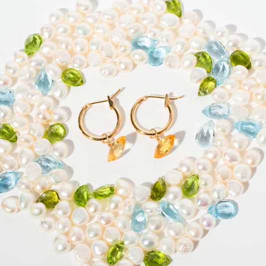 Citrine Marquise Cut 14K Gold-Filled Hoop Earrings