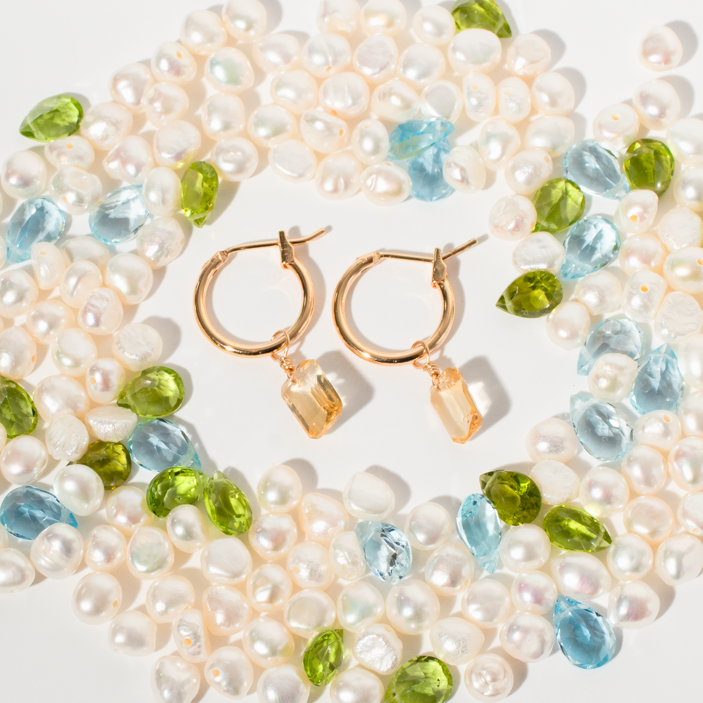 Citrine Emerald Cut 14K Gold-Filled Hoop Earrings