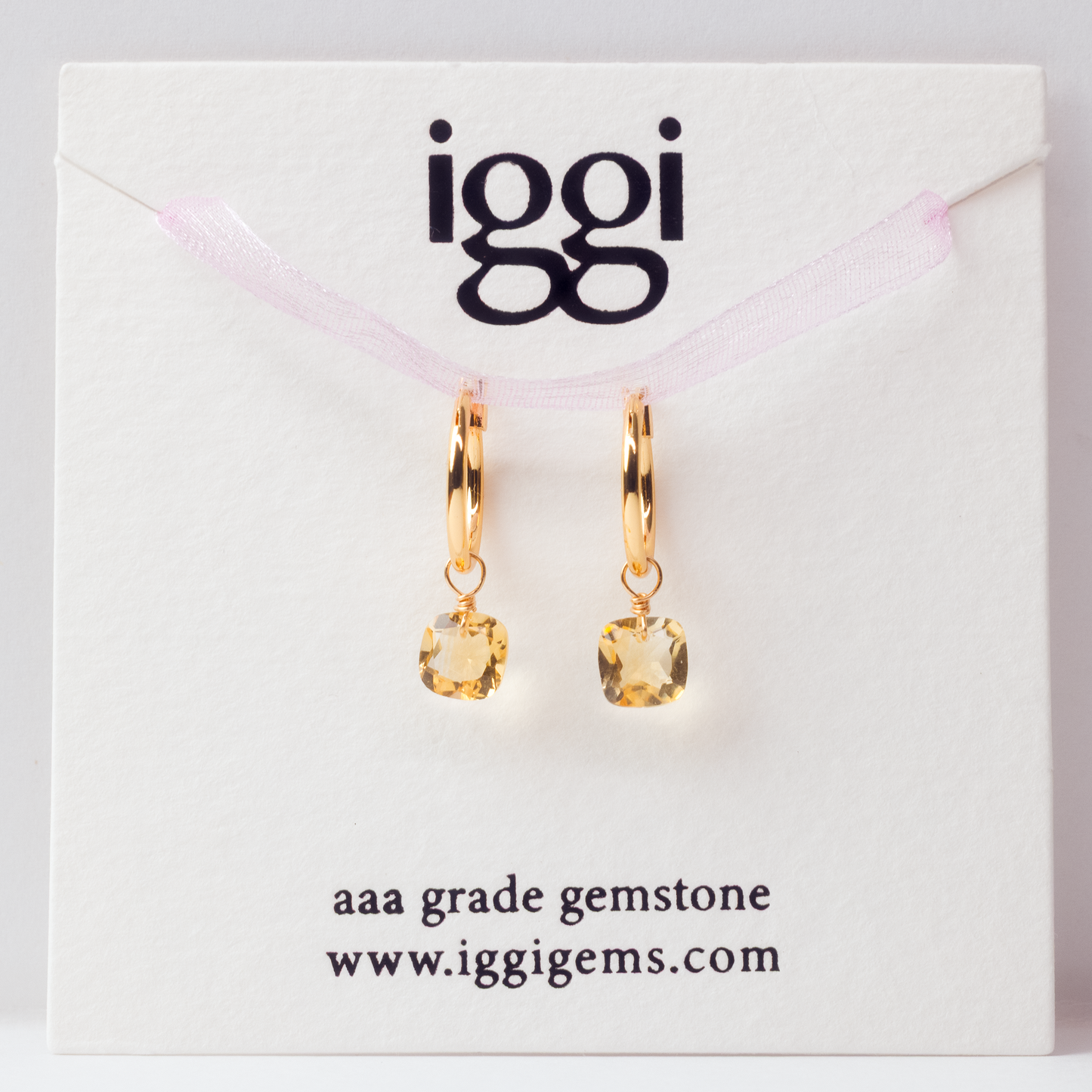 Citrine Square Cut 14K Goldfilled Hoop Earrings