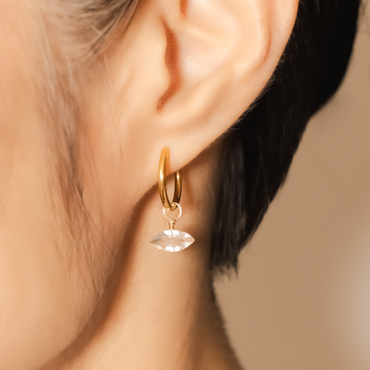 Rock Crystal Marquise Cut 14K Gold-Filled Hoop Earrings