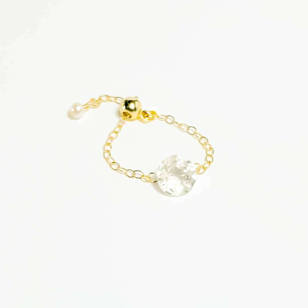 Rock Crystal Round Cut Floating Gem Ring