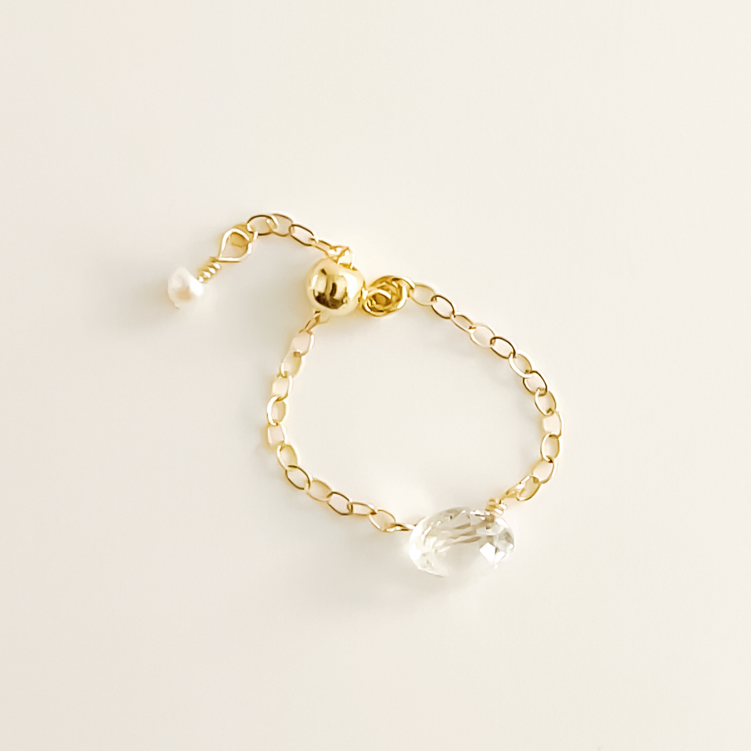 Rock Crystal Round Cut Floating Gem Ring
