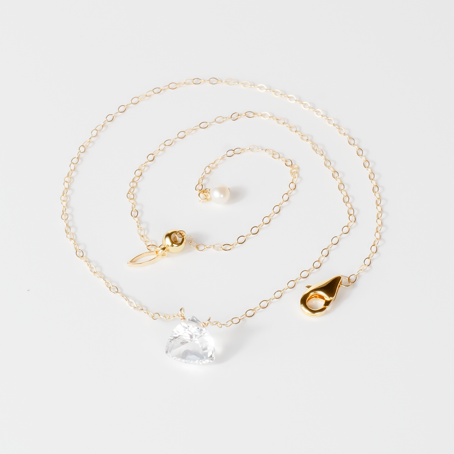 Floating Gem Rock Crystal Trillion Cut 14K Gold-Filled Necklace