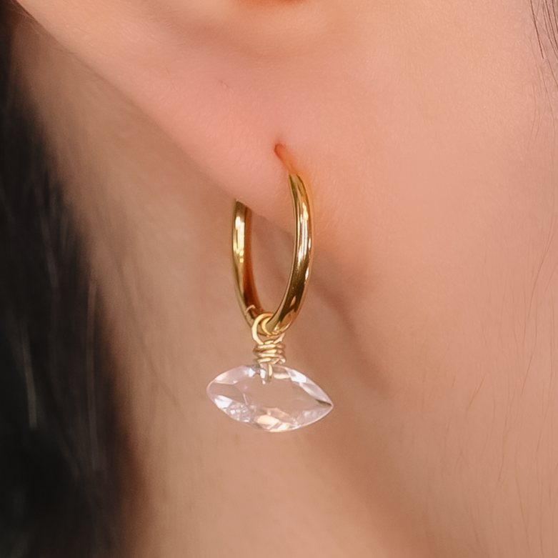 Luna Rock Crystal Marquise Shape Huggie Earrings