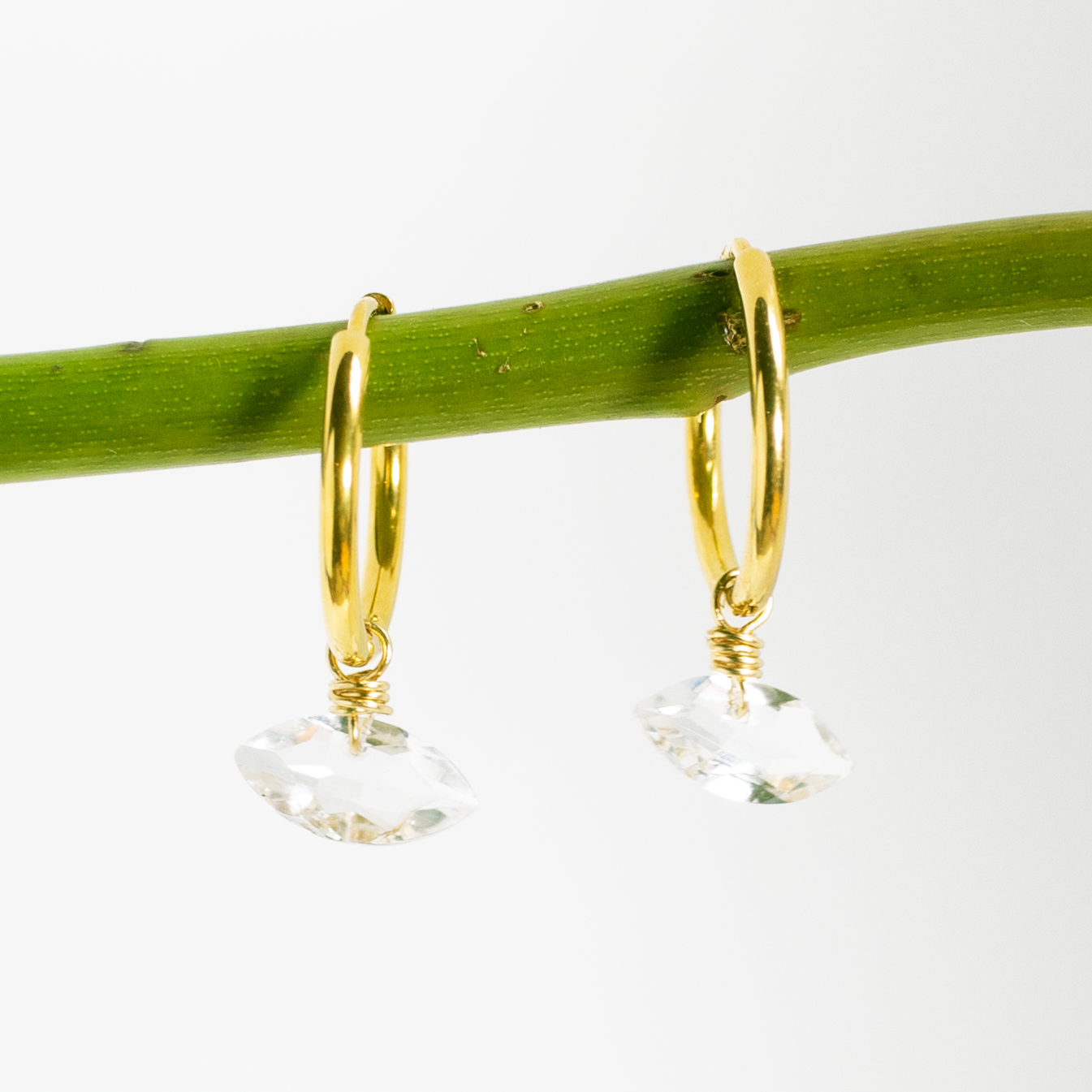 Luna Rock Crystal Marquise Shape Huggie Earrings