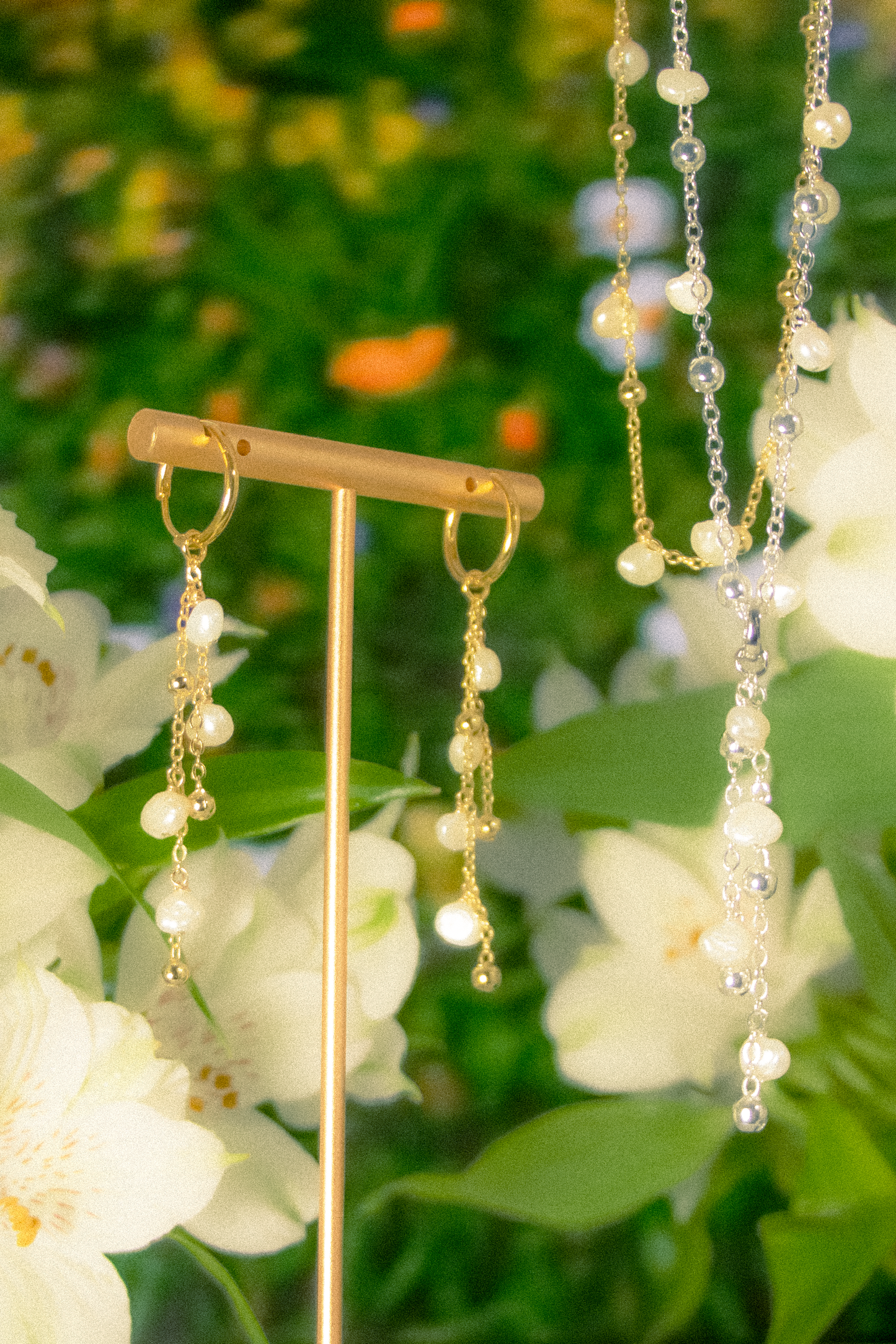 Dewdrops Double Strand 14K Gold-Filled Hoop Earrings