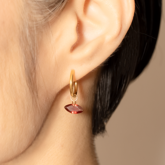 Garnet Marquise Cut 14K Gold-Filled Hoop Earring