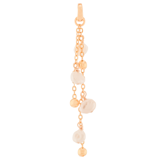 baroque pearls on gold-filled chain earring and necklace charm on a white background