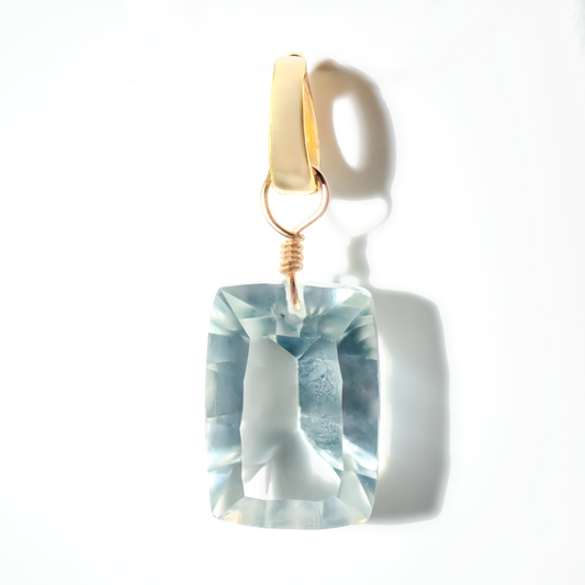 Green Amethyst Rectangle North South Cut 14K Gold-Filled Duet Charm