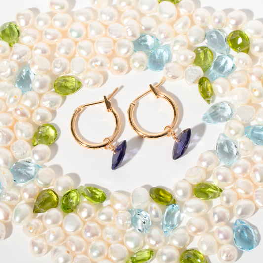 Iolite Marquise Cut 14K Gold-Filled Hoop Earrings