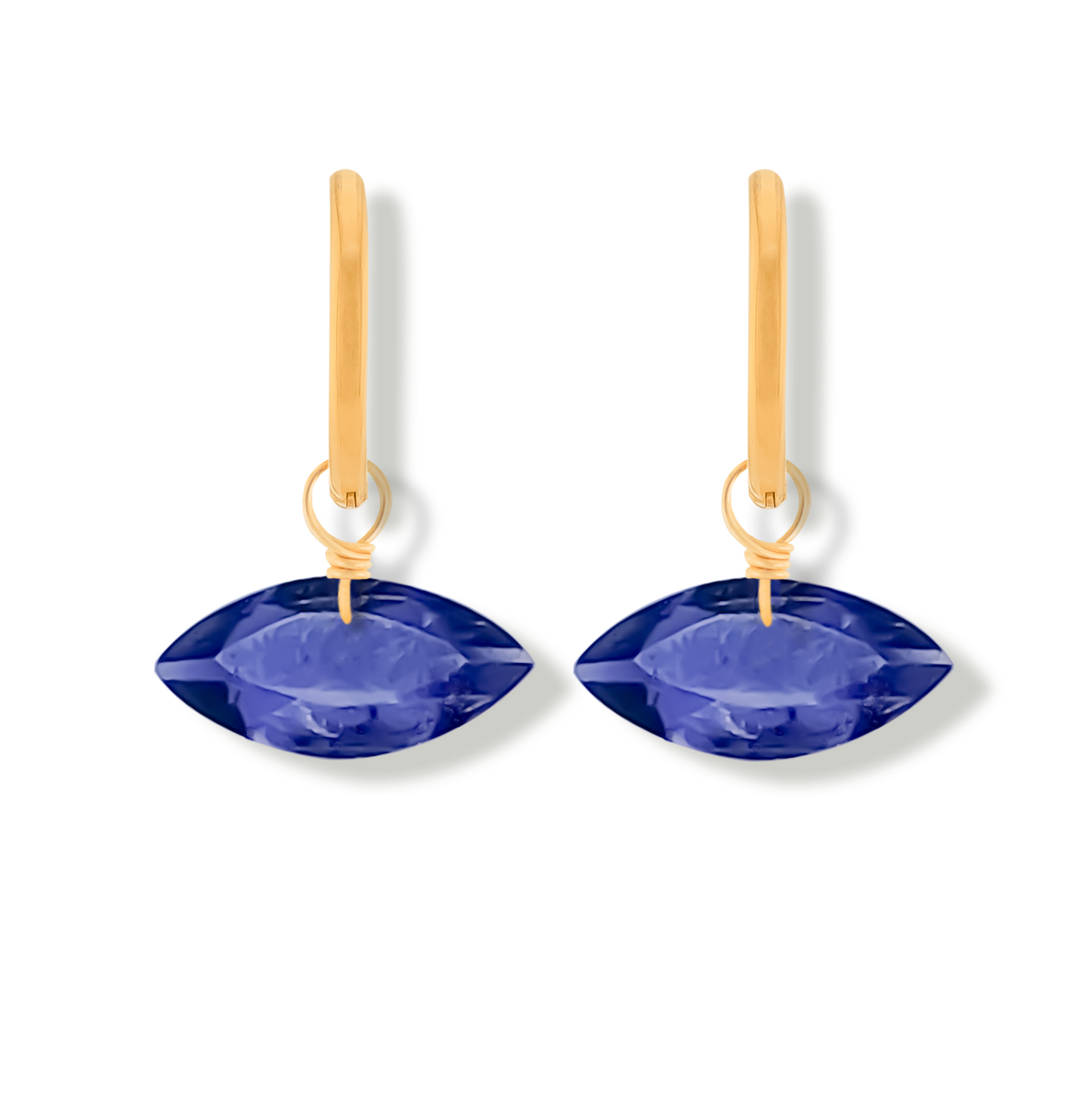 Iolite Marquise Cut 14K Gold-Filled Hoop Earrings