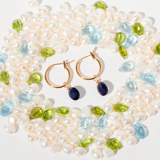 Iolite Oval Cut 14K Gold-Filled Hoop Earrings