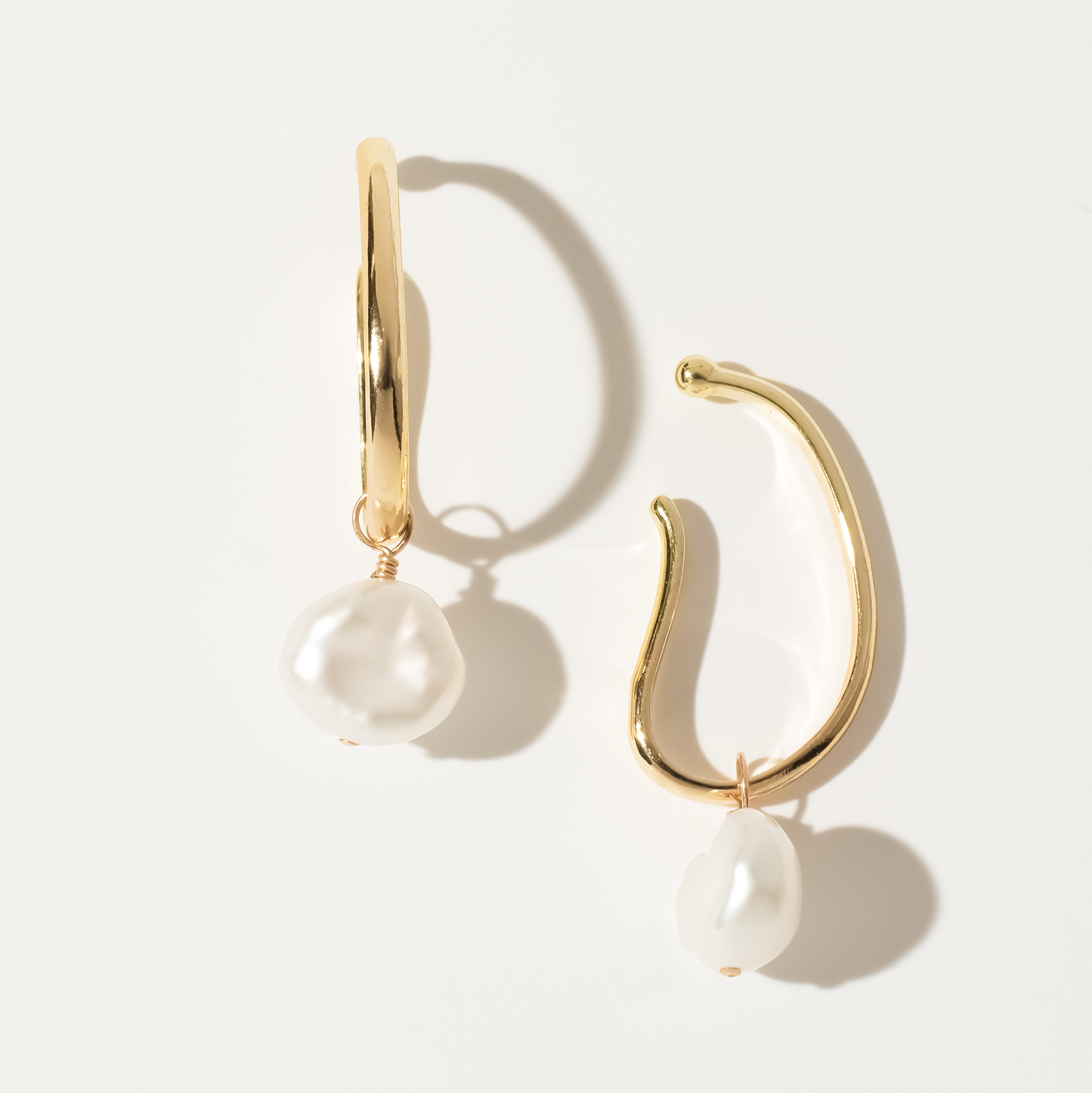 Keishi Freshwater Pearl 14K Gold Ear Cuffs