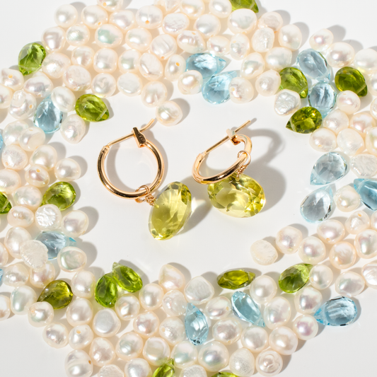 Lemon Quartz Oval Cut 14K Gold-Filled Hoop Earring