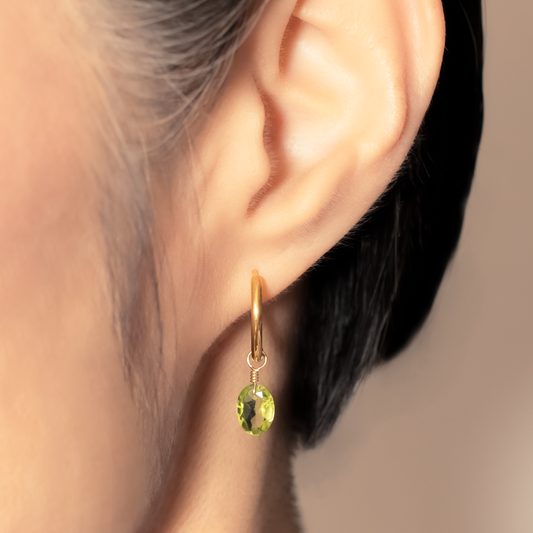 Peridot Oval Cut 14K Gold-Filled Hoop Earring