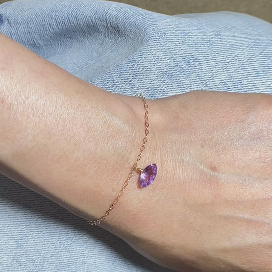 Brazilian Pink Amethyst Marquise Cut 14K Gold-Filled Chain Bracelet