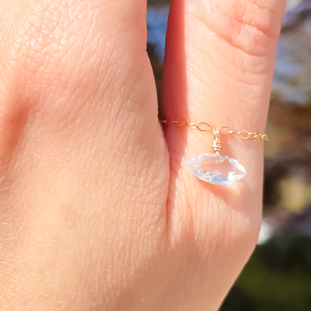 Luna Rock Crystal Marquise Cut Floating Gem Ring