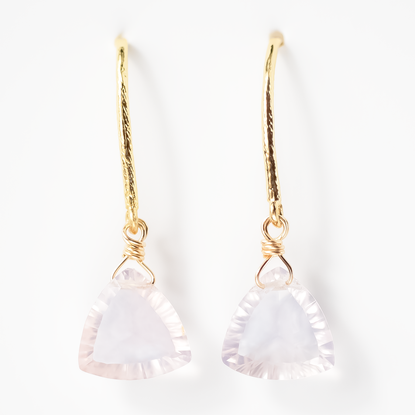 Jemma Rose Quartz Trillion Earrings