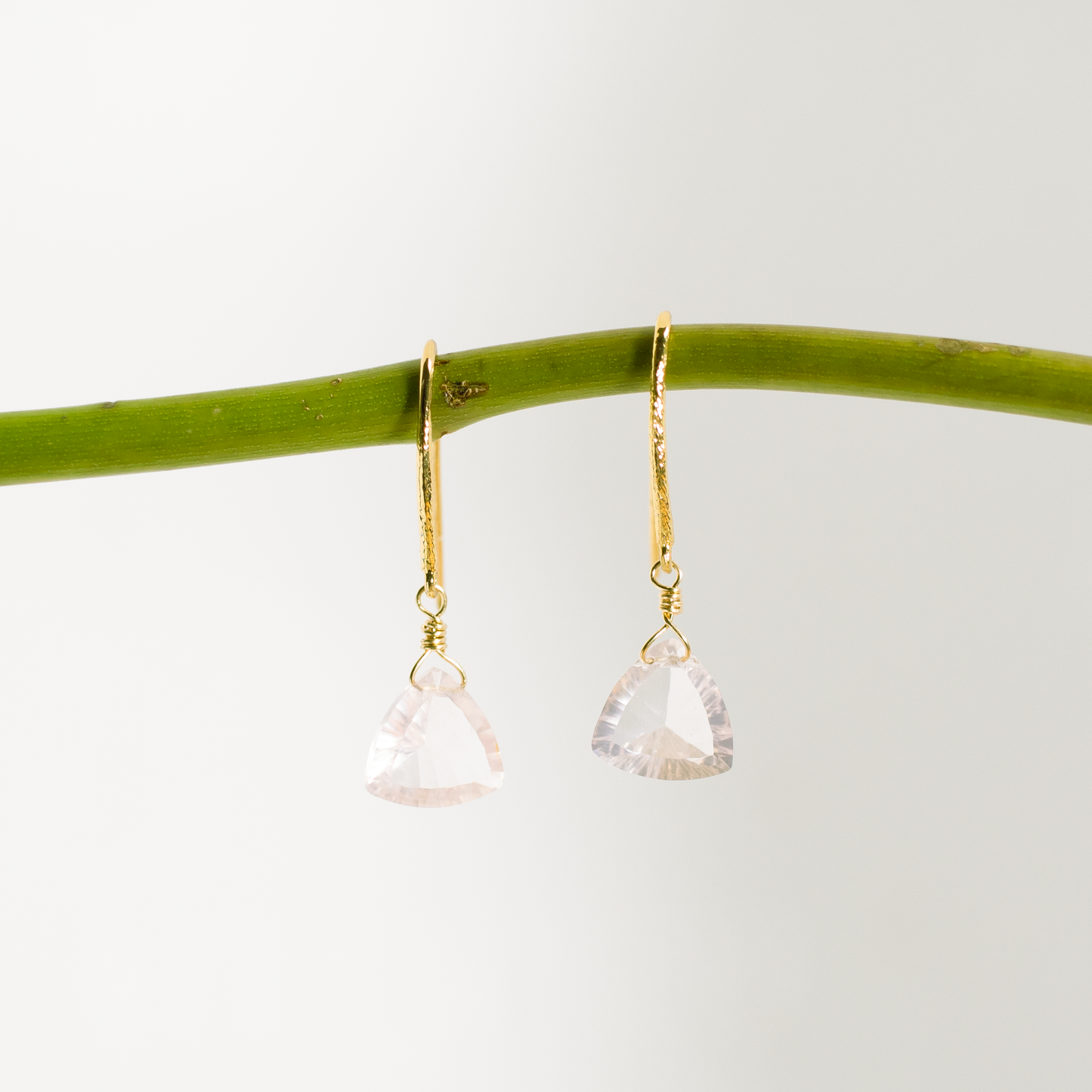 Jemma Rose Quartz Trillion Earrings