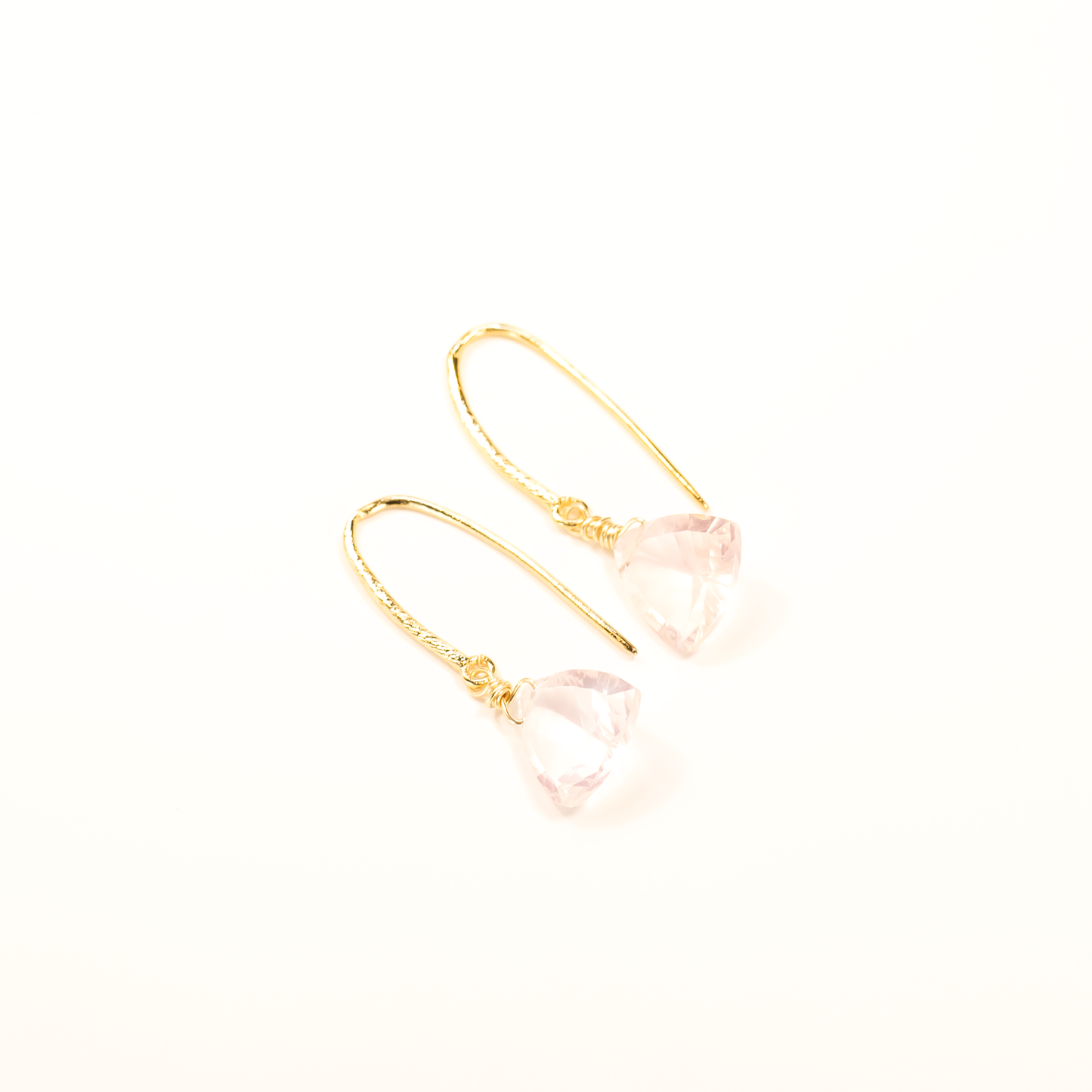 Jemma Rose Quartz Trillion Earrings