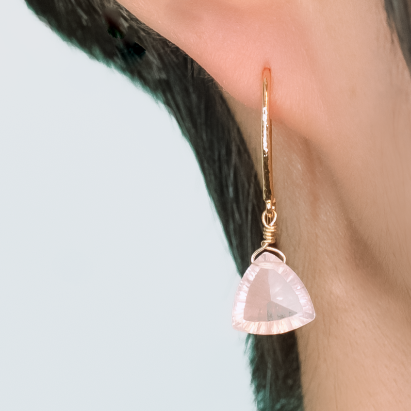 Jemma Rose Quartz Trillion Earrings