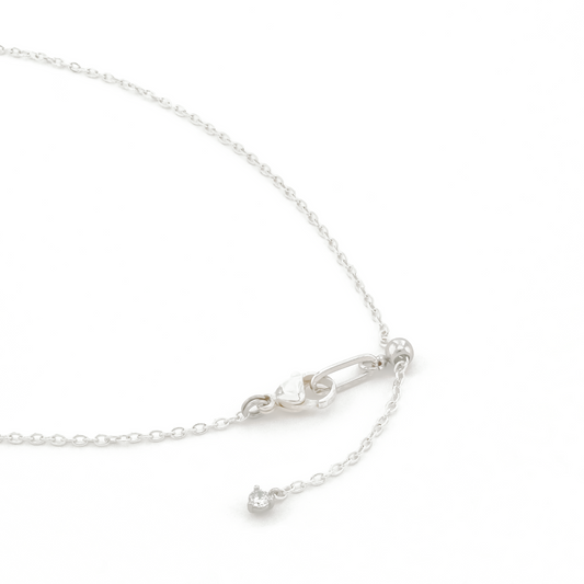 Floating Gem Rock Crystal Trillion Cut Sterling Silver Necklace