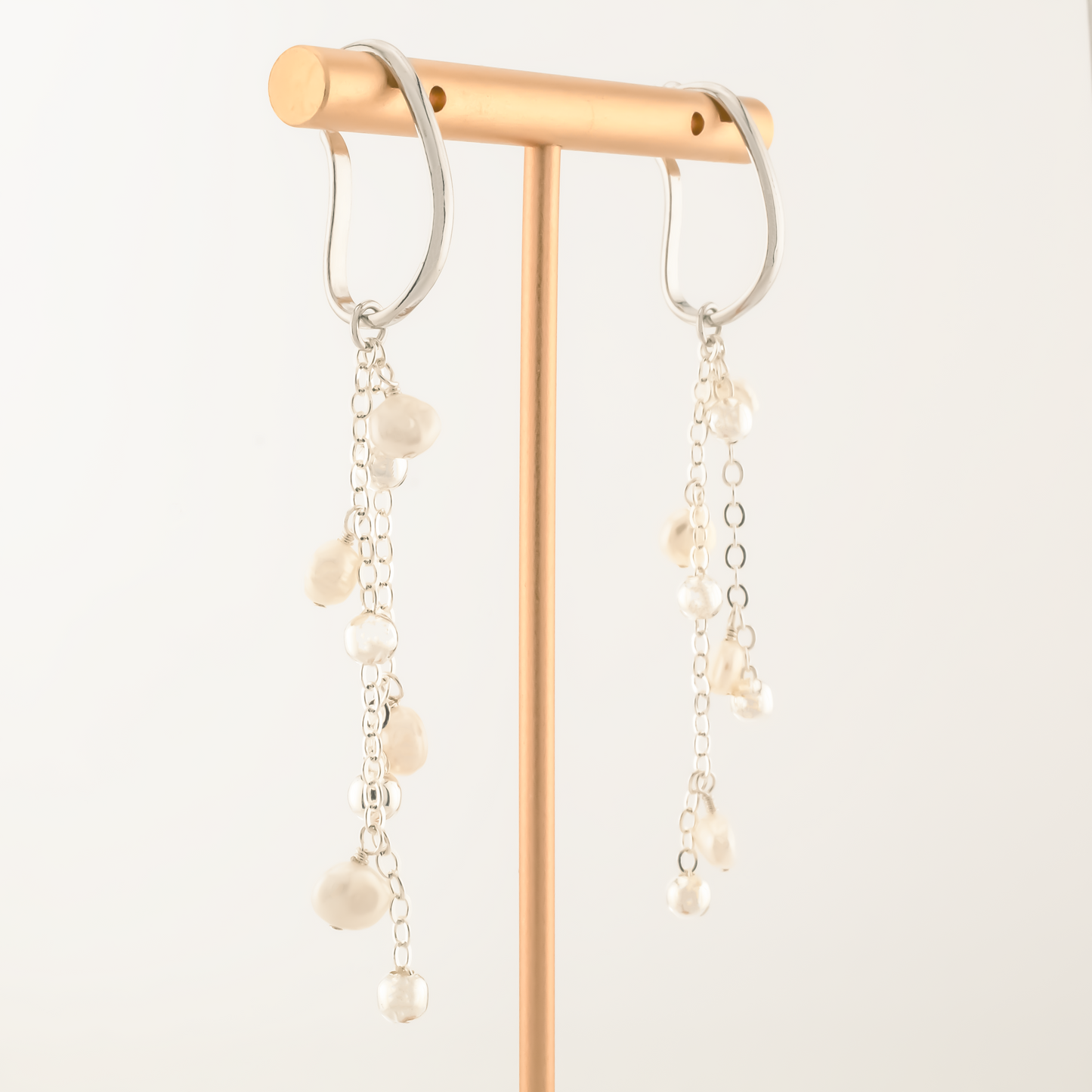 Dewdrops Double Strand Rhodium Ear Cuff