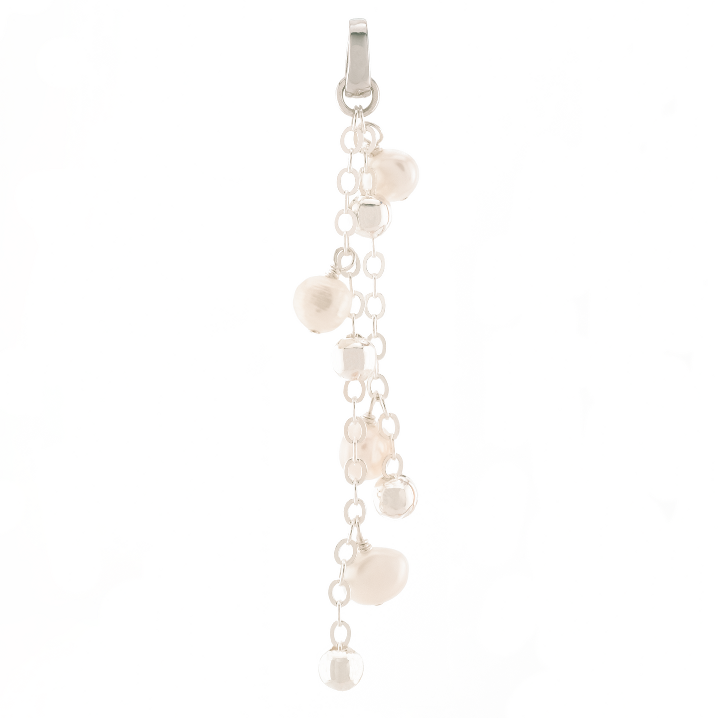 baroque pearls on silver tassel charm