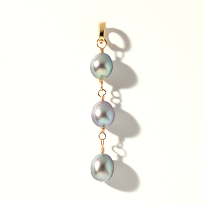 Freshwater Silver Pearl Triplet 14K Gold-Filled Duet Charm