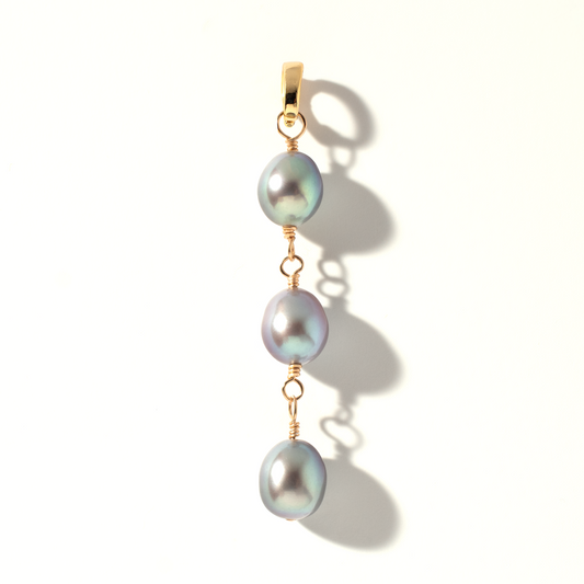 Freshwater Silver Pearl Triplet 14K Gold-Filled Duet Charm