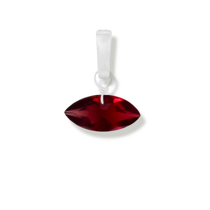 garnet marquise cut charm on a white background.