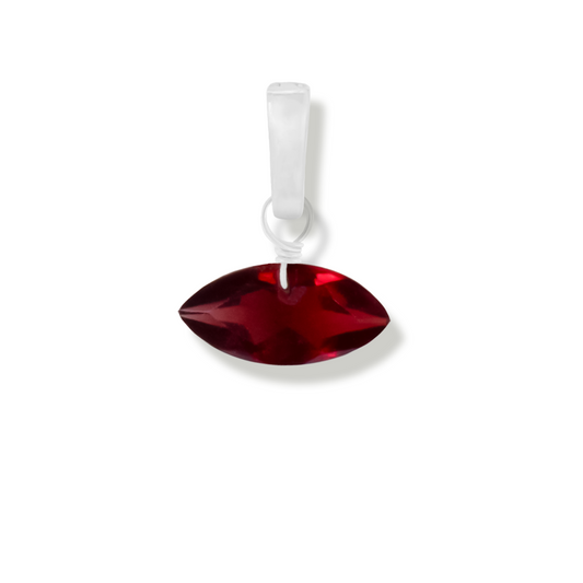 garnet marquise cut charm on a white background.