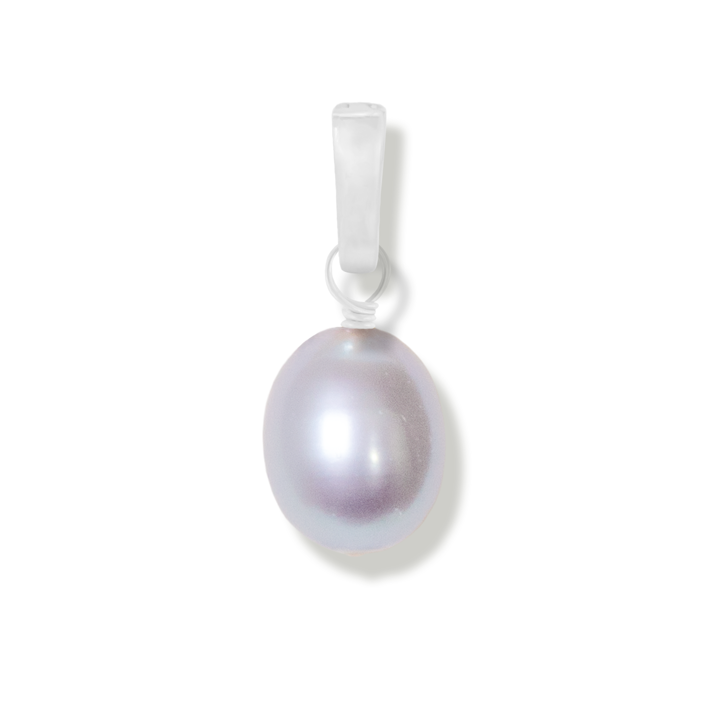grey rice pearl charm on white background.