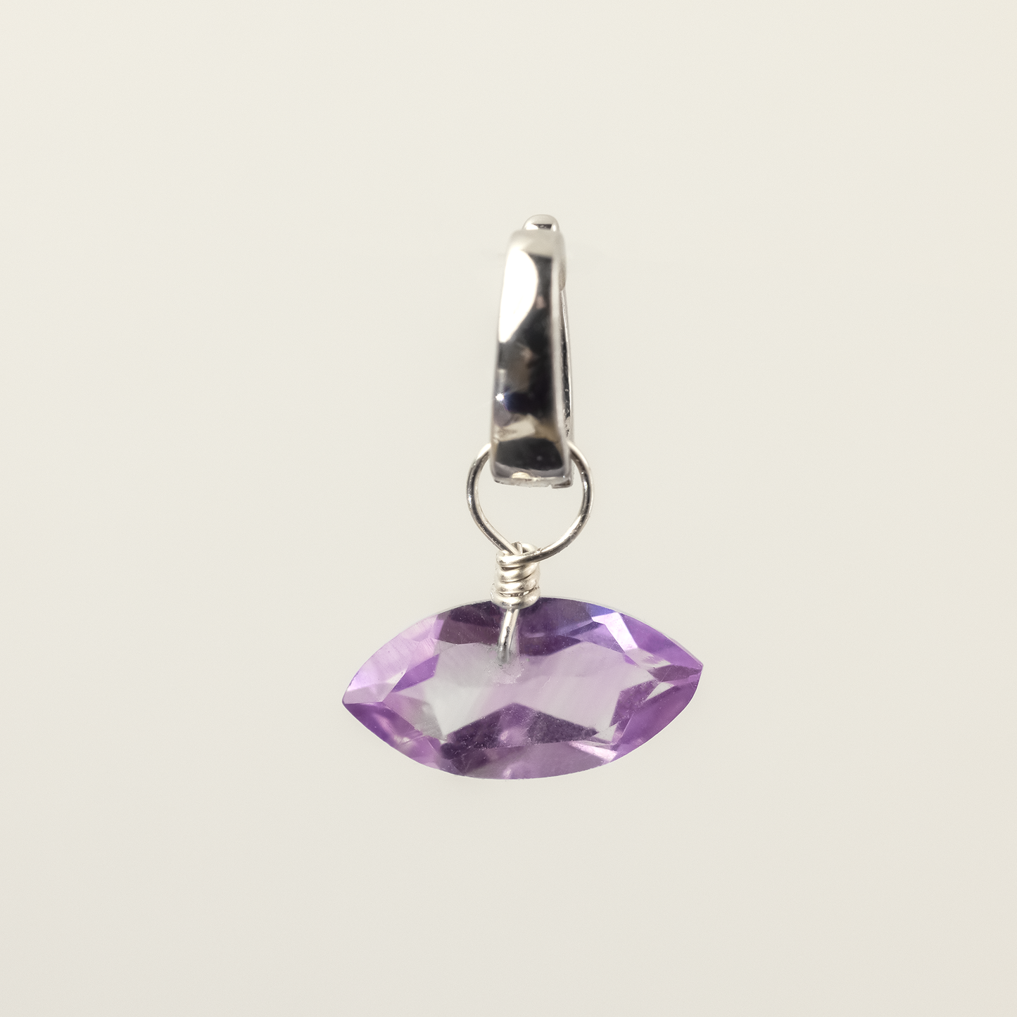 Brazilian Pink Amethyst Marquise Cut Sterling Silver-Filled Duet Charm