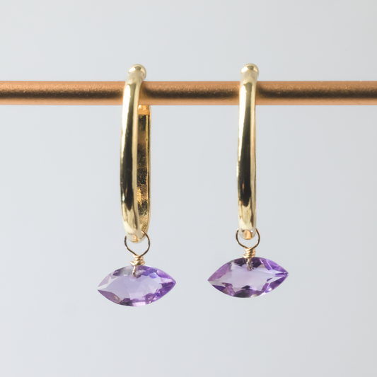 Brazilian Pink Amethyst Marquise Cut 14K Goldfilled Ear Cuffs